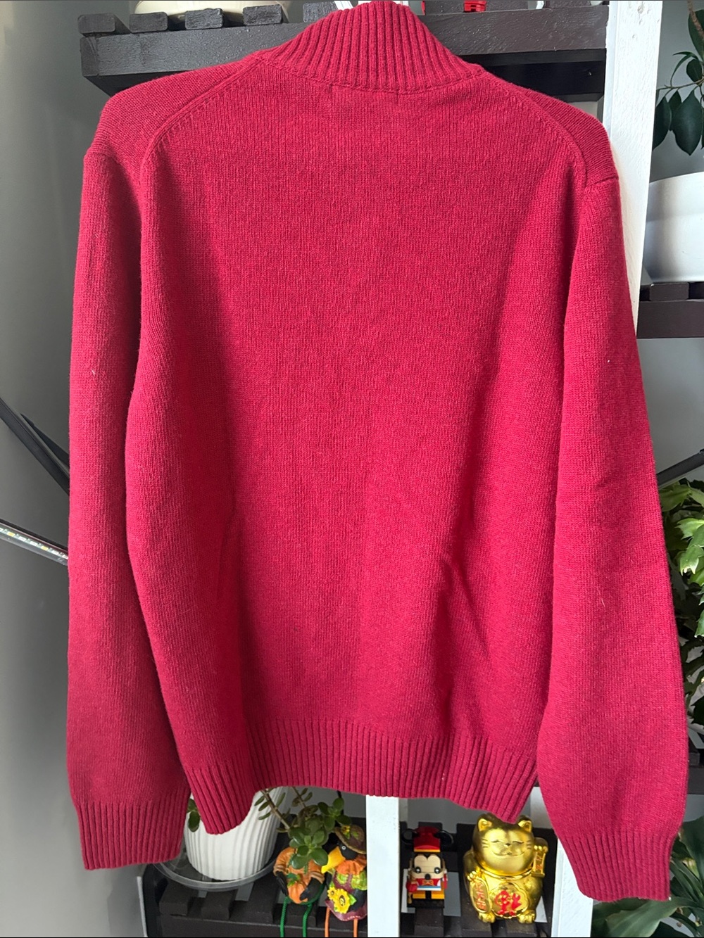 NWOT Men's Wool blend Half-Zip Sweater in Rich Raspberry - Picture 6 of 6